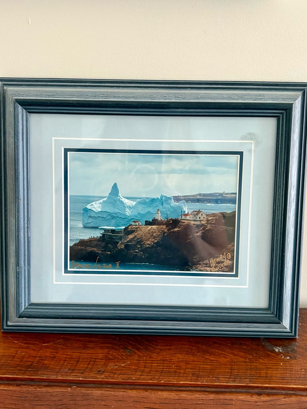 Blue Framed Coastal Iceberg Photograph - Signed